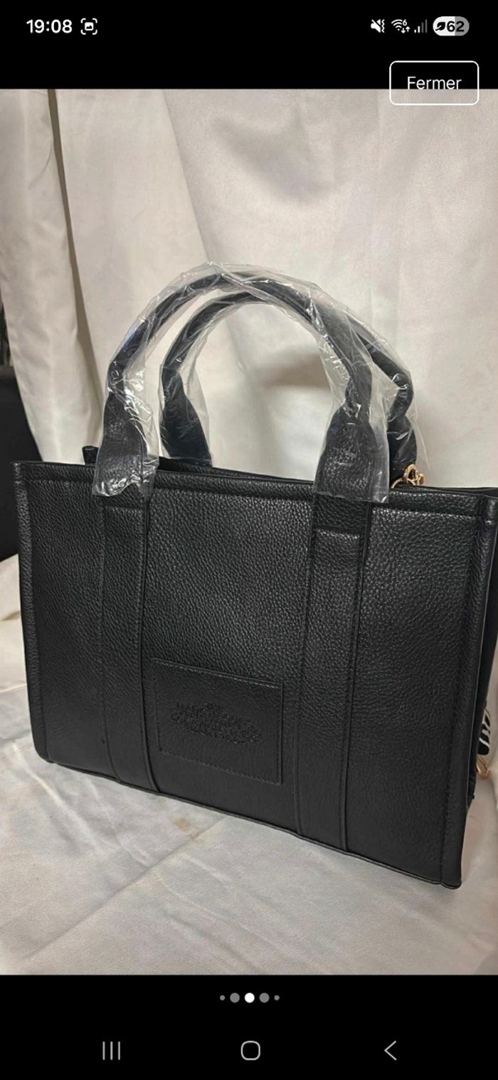 Sac tote bag noir a bandoulière - photo numéro 2