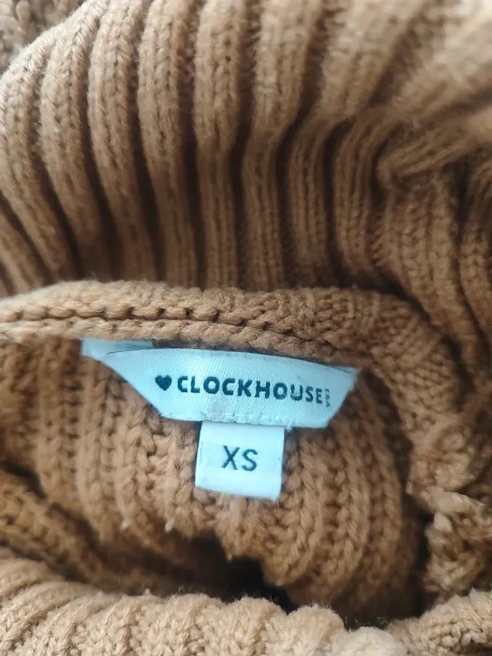 Robe pull Clockhouse marron T.XS - Col roulé - Maille côtelée - Très bon état - photo numéro 5