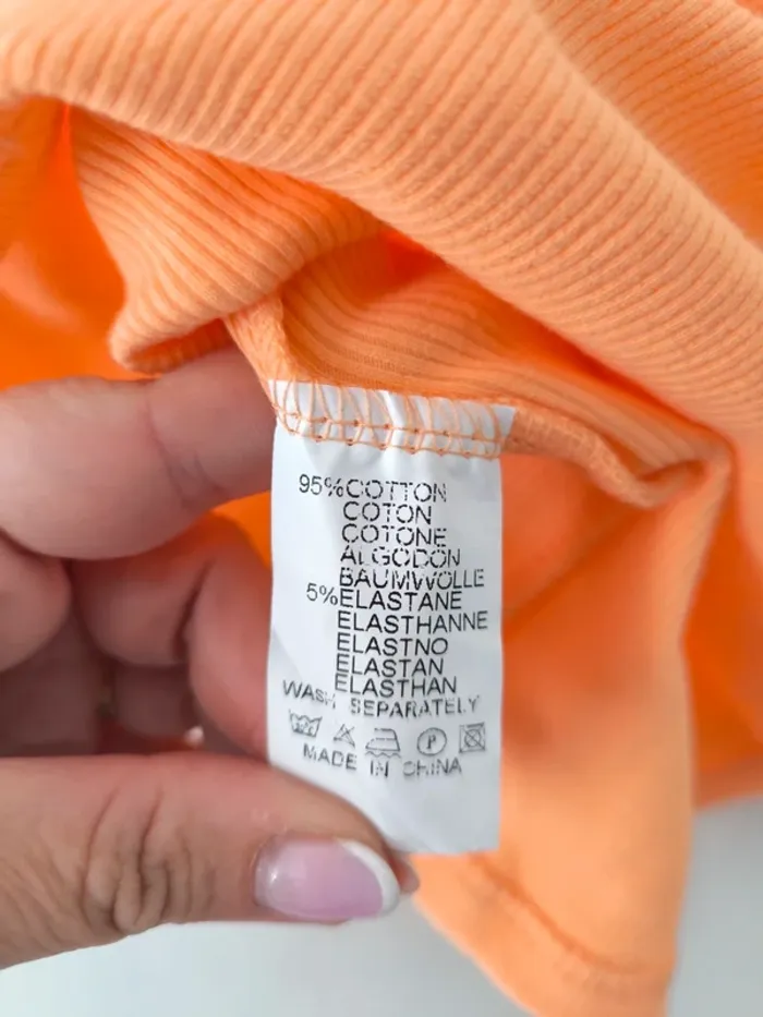 T-shirt côtelé orange Unika – Taille S – Neuf avec étiquette - photo numéro 4