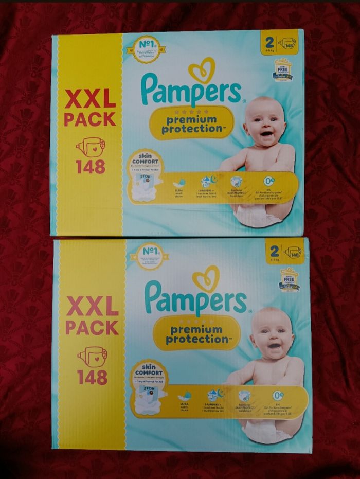 2 cartons de couches Pampers premium protection T2 taille 2 (XXL)