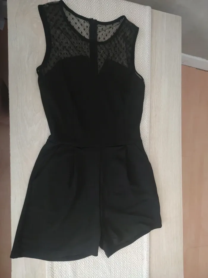 Combishort noir haut transparent a pois 14/16 ans - photo numéro 2