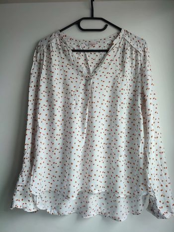 Blouse blanc fleur orange