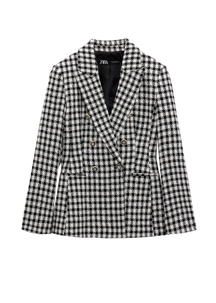 Ensemble chic blazer et short motif carreaux  pied de poule noir et blanc zara taille Xs/34 - photo numéro 2