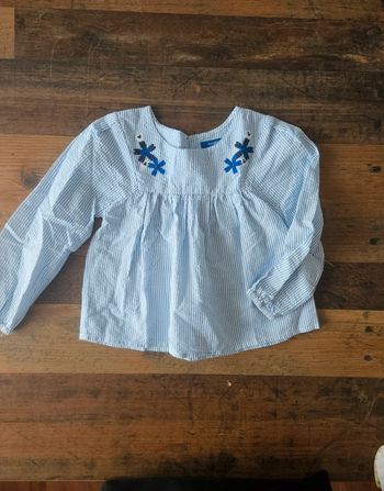 Blouse rayée brodée bleu Okaidi 6ans