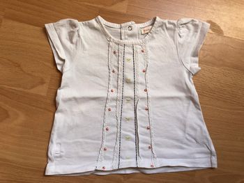 Joli T-shirt MC blanc T. 12 mois/74 cm Grain de Blé TBE