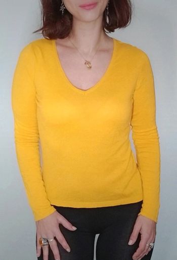 Pull fin uni jaune doux camaïeu taille 36