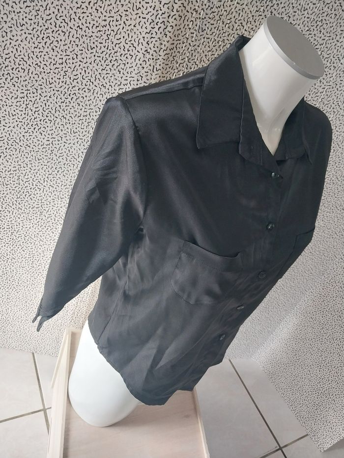 Chemise noire satinée – femme - photo numéro 2