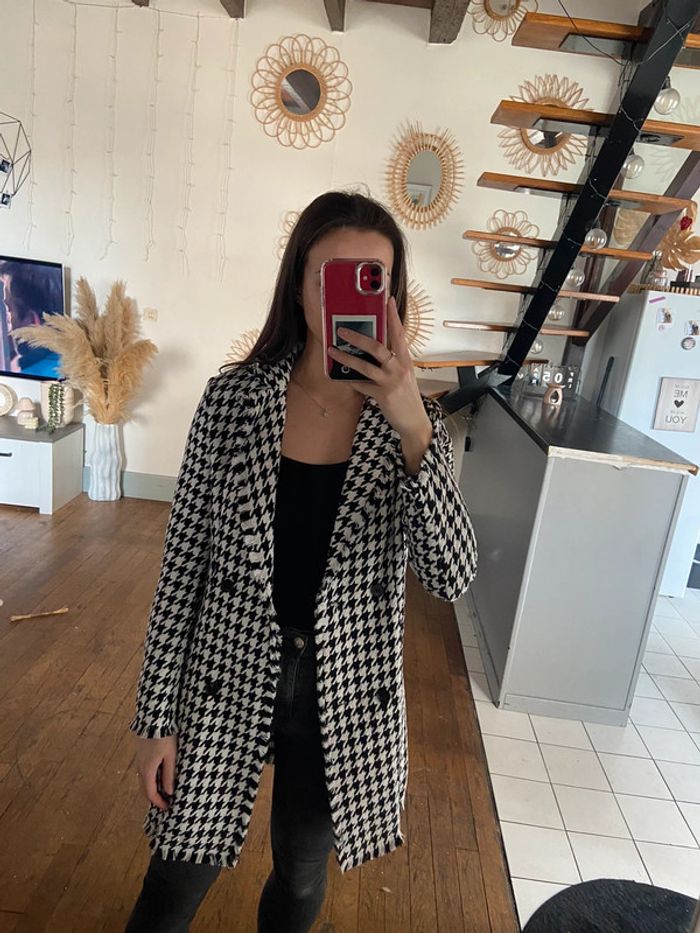 Blazer long pied de poule - photo numéro 2