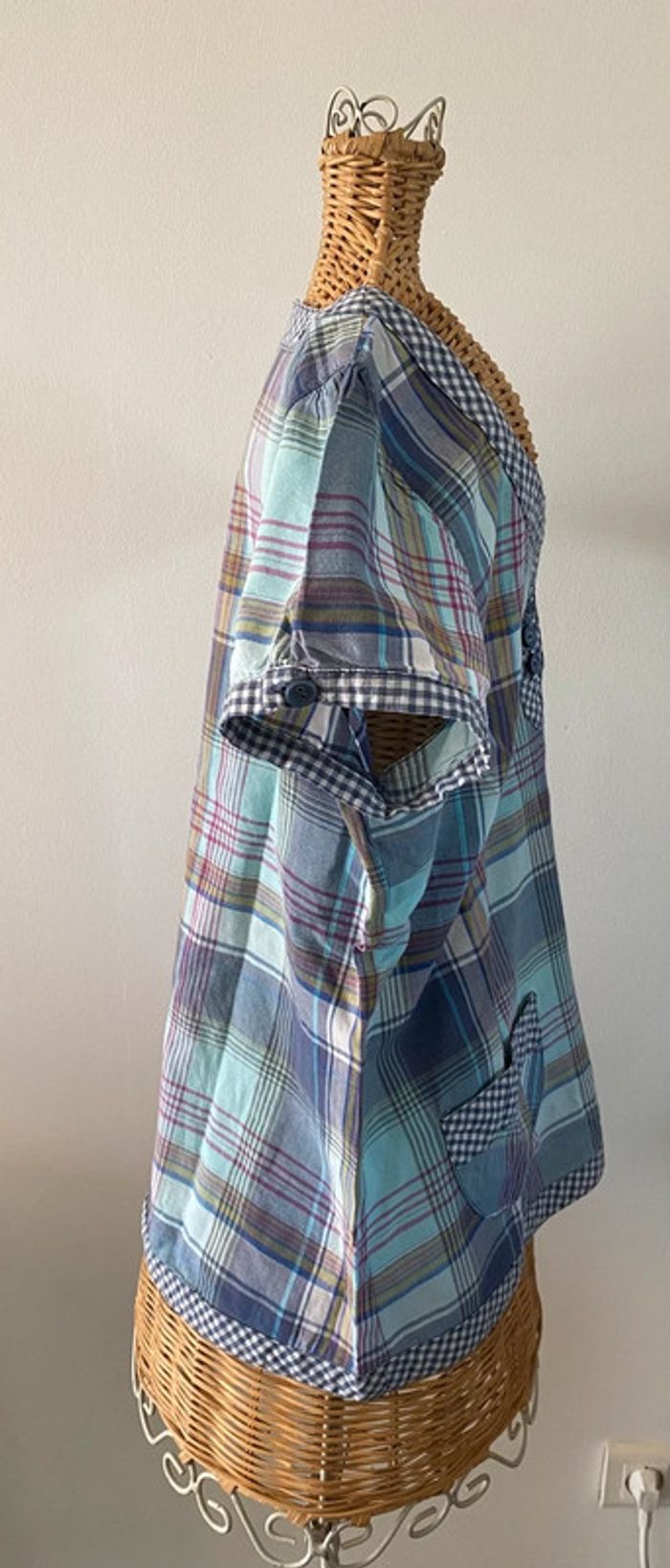 Blouse Camaïeu bleue à carreaux taille 40 - photo numéro 7