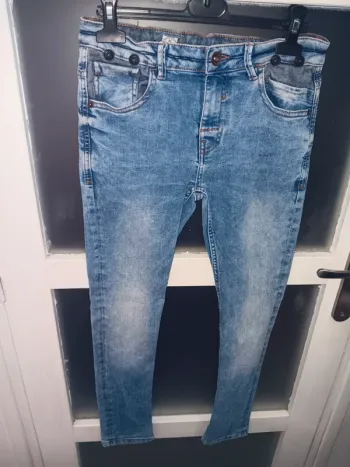 Jean slim délavé bleu 11/12 ans style vintage pour femme