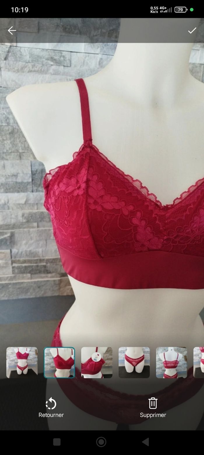 Lingerie femme ensemble soutien-gorge et string neuf sous blister - photo numéro 4
