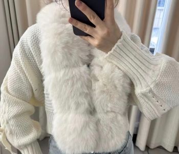 Cardigan Crème a fourrure