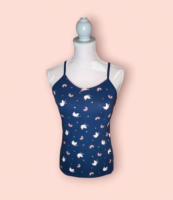 Débardeur fines bretelles bleu marine licornes et petit noeud  kiabi 10 ans
