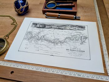 Imprimée en 1844, de Paris à Rouen en train. Original Vintage Authentique.