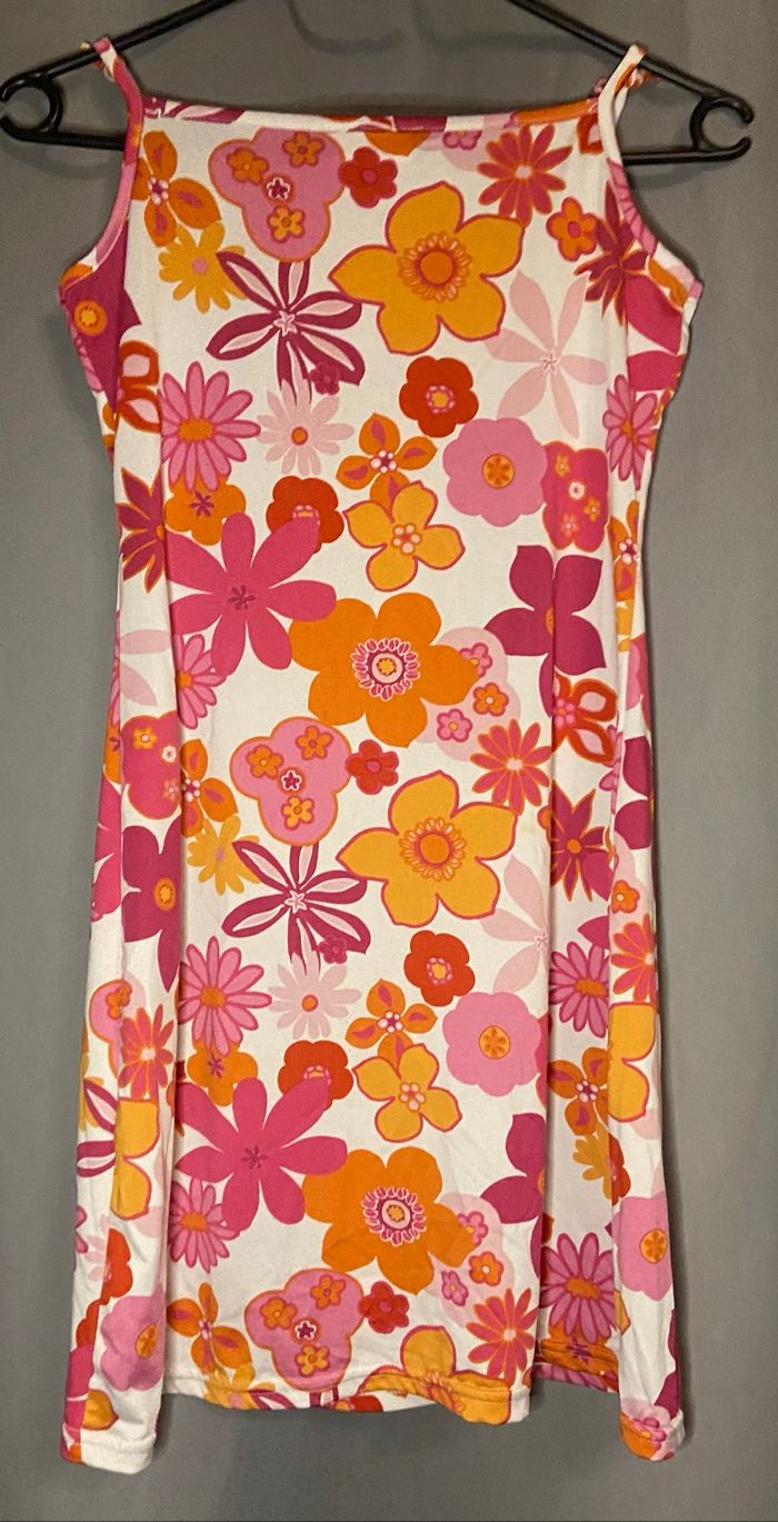 Robe blanche »Pimkie »à fleurs roses et oranges - photo numéro 2
