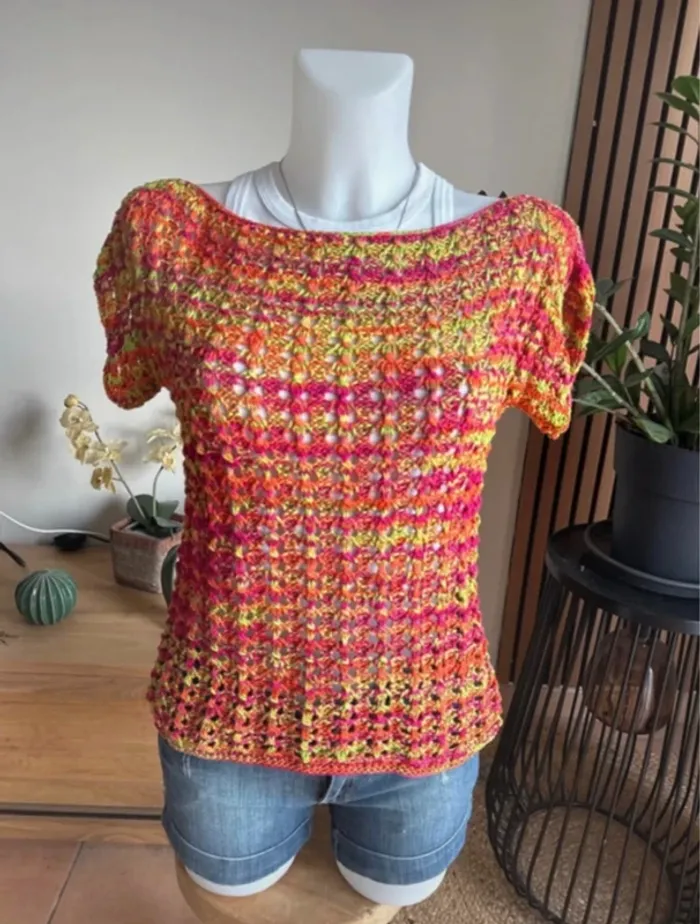 Pull crochet manches courtes