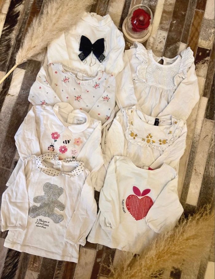 7 tops manches longues bébé fille - 12 mois - photo numéro 2