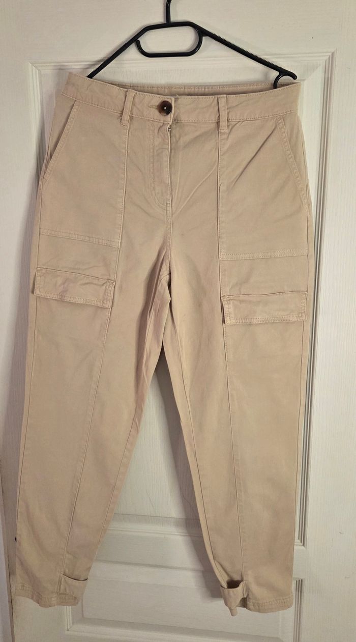 Pantalon Cargo Beige Taille Haute – Coupe Tendance - photo numéro 3