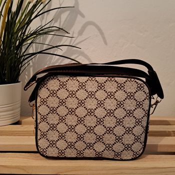 Sac bandoulière femme beige marron motif vintage petit sac tendance