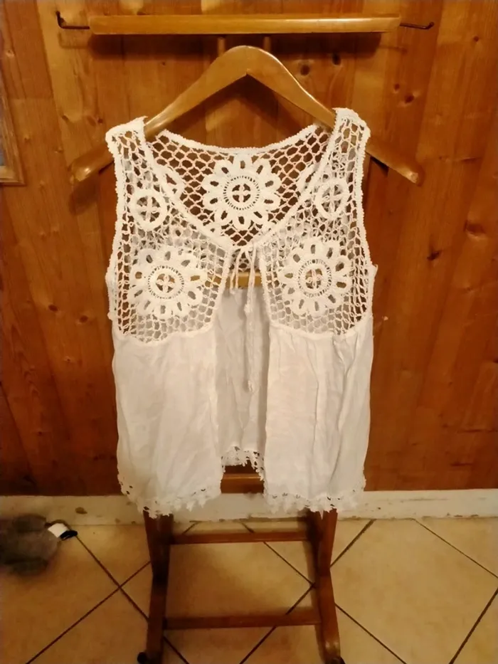 Haut blanc en crochet bohème - photo numéro 2