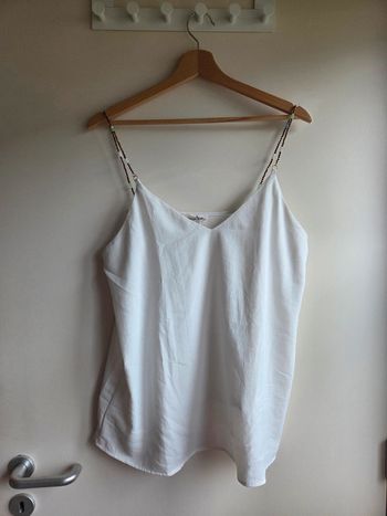 Débardeur blanc avec bretelles perlées - Cerise Blue taille L