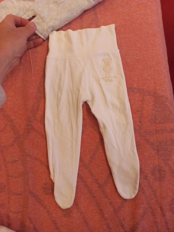 Ensemble toute saison bébé bas avec pieds et t-shirt long coton 0 3 mois - photo numéro 2