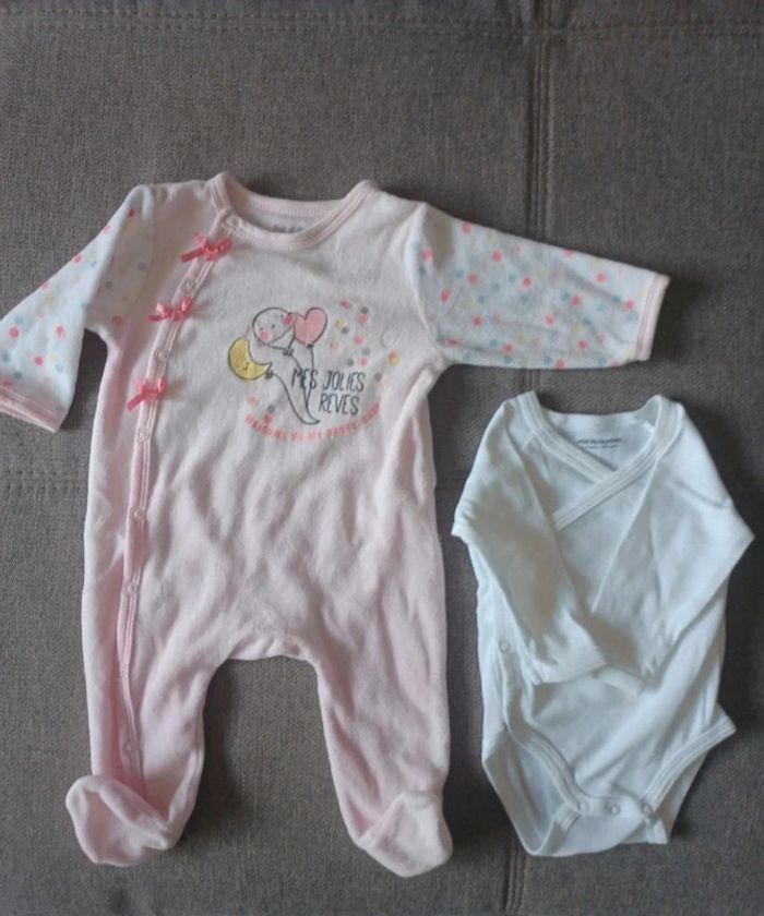 Lot pyjama velours +body