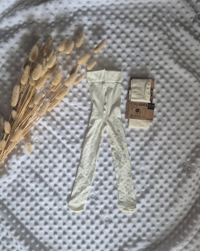 Collant voile bébé crème et doré 6-12 mois 17 19