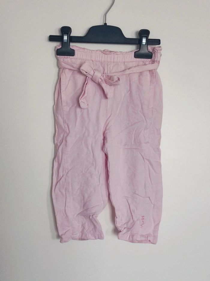 Pantalons fluide rose pastel ceinture noeud