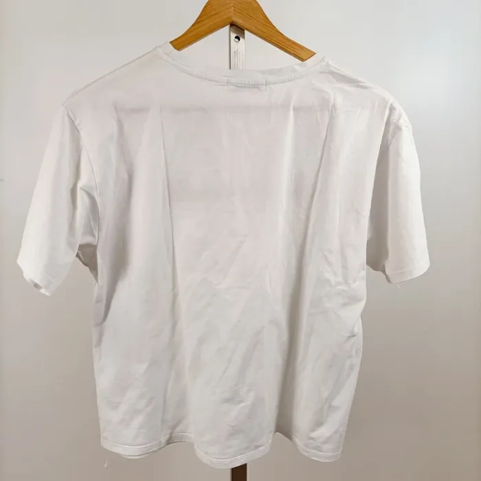 T-shirt blanc L Emi-jo Mademoiselle brodé rouge casual coton stretch col rond A1428 - photo numéro 2