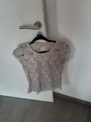 T-shirt Zara dentelle beige