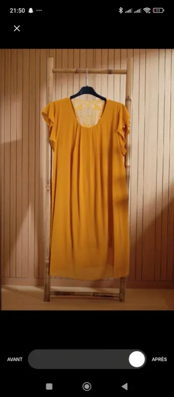 Robe jaune moutarde dos dentelle taille M
