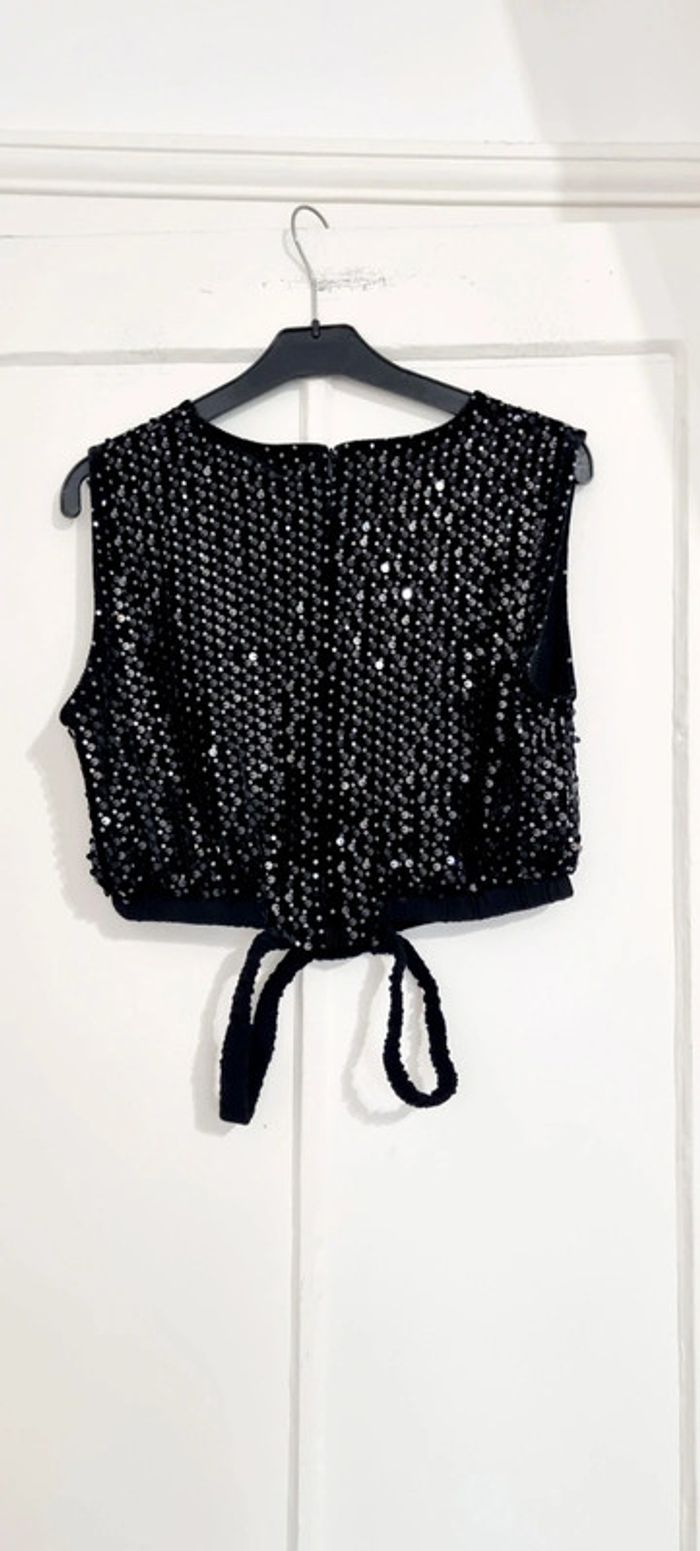 Top débardeur sequins noir maje taille 3 40 neuf avec étiquette - photo numéro 7
