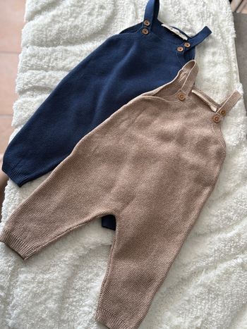 Lot 2 salopettes bébé maille beige et bleu