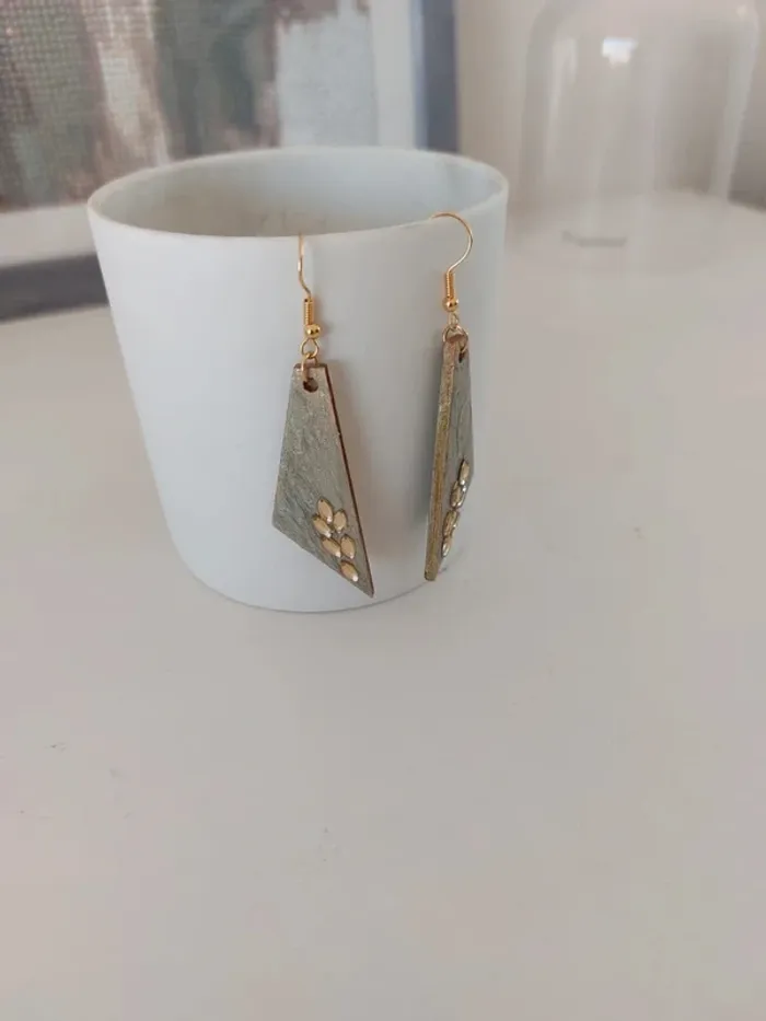 Boucles d'oreilles bois doré - photo numéro 2