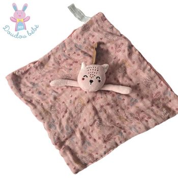 Doudou plat écureuil rose feuilles motifs IN EXTENSO AUCHAN