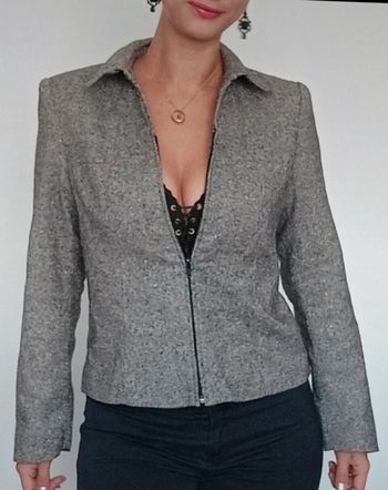 Blazer veste hiver zippée gris chiné taille 40