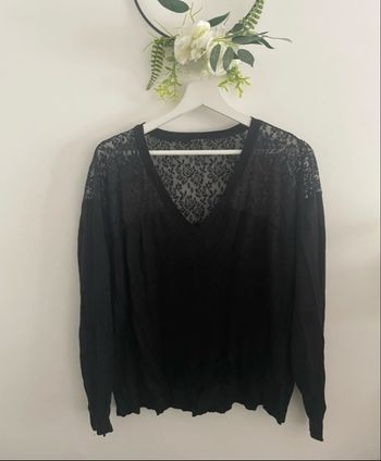 🌸jolie Pull col V Kookai noir avec dentelle taille M🌸