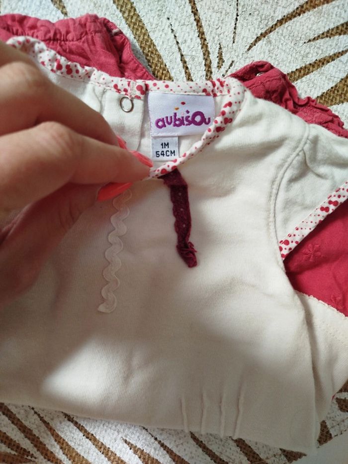 Barboteuse fille 1 mois rose et blanc - photo numéro 4