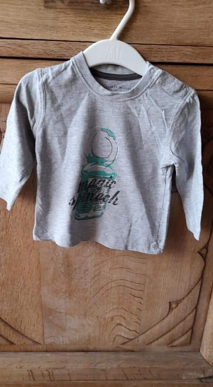 Lot de 4 t-shirts longues manches garçon 74: 9-12 mois - photo numéro 4