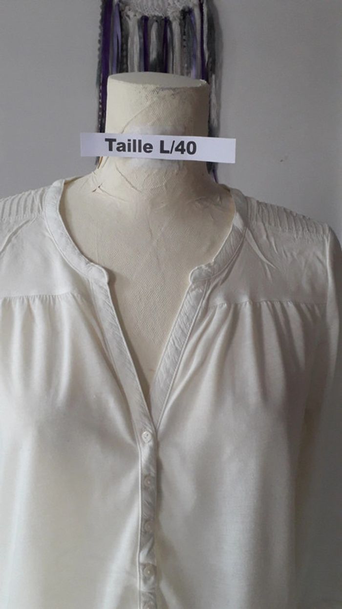 Blouse tunique coton crème Taille L/40 - photo numéro 2