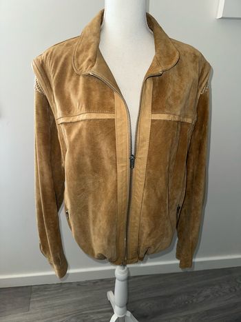 Veste perfecto bomber en cuir véritable camel Vintage T40/42 L/XL