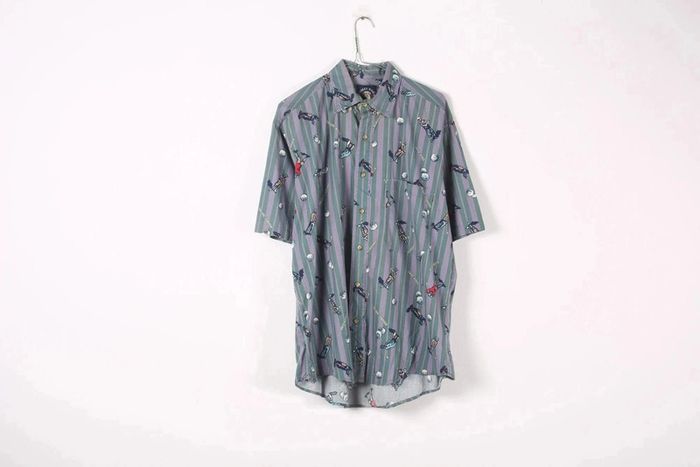 Chemisette vintage 90's Gant en coton motif golfeurs et rayures (#240371)