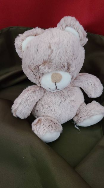 Peluche doudou ours blanc marron chine  TEX Baby Carrefour