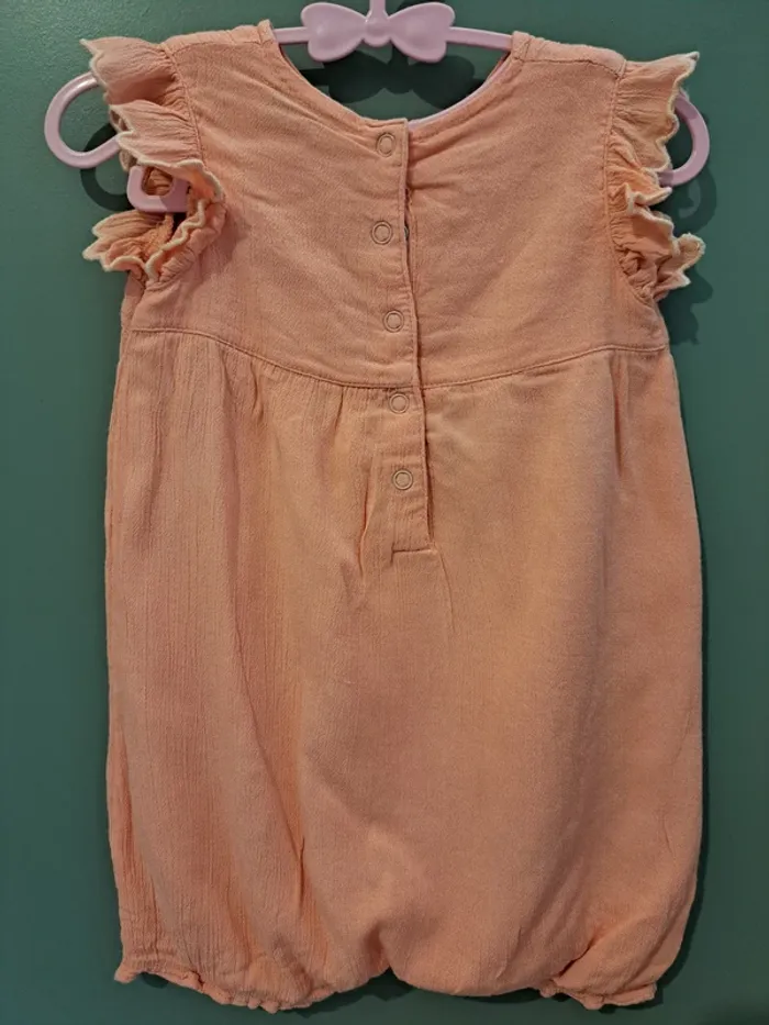 Barboteuse abricot avec broderie 12 mois - photo numéro 3