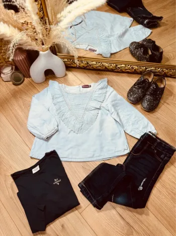 Taille 4 ans tenue 3 pièces fille multimarque bleu ciel et brut * copines * 🍂