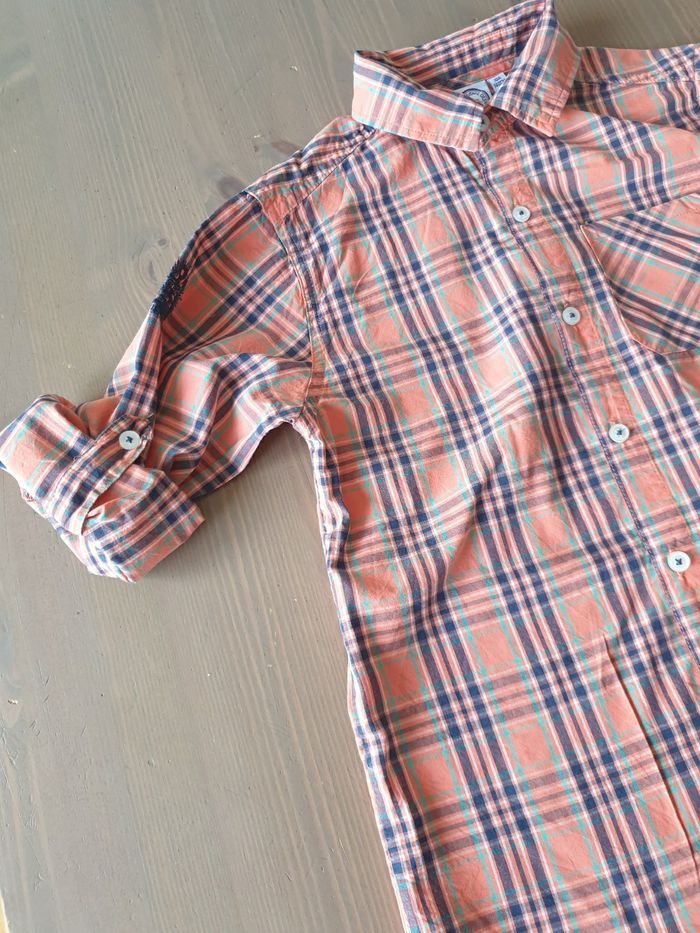 chemise à carreaux 10 ans la compagnie des petits  orange - photo numéro 3