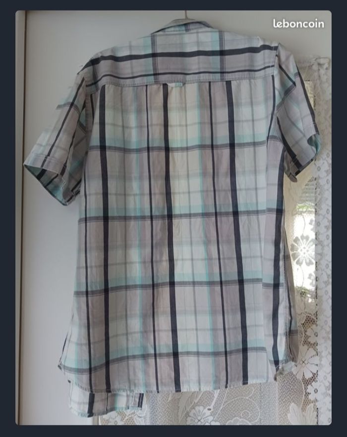 Chemise à carreaux, blanc bleu gris, clair foncé - photo numéro 2