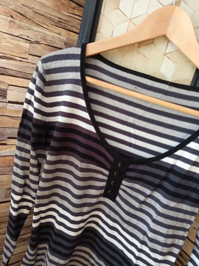 Pull léger rayures noir blanc vintage - photo numéro 2