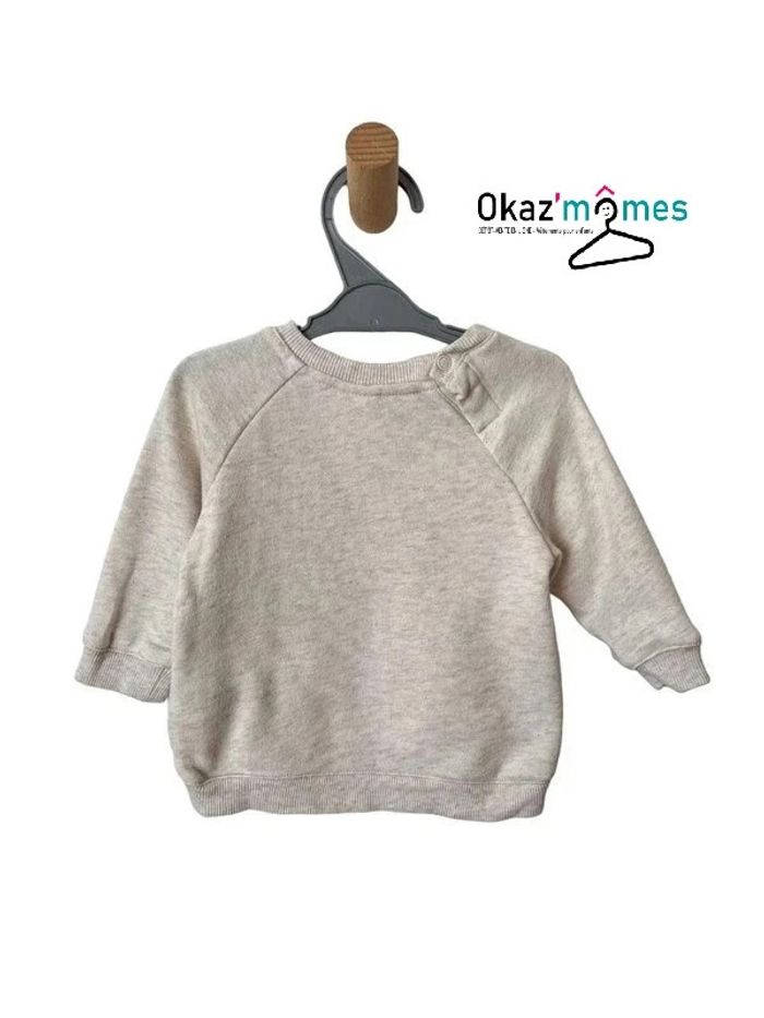 Sweat beige chiné imprimé chiot - H&M 68cm - photo numéro 2